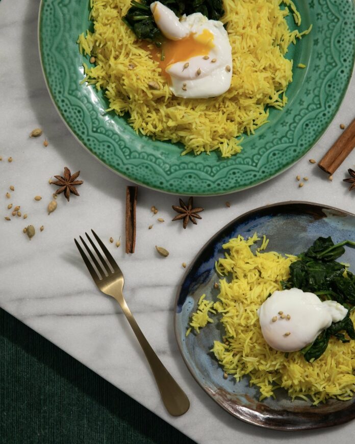 A delightful kedgeree dish with a rich interplay of flavors and textures.