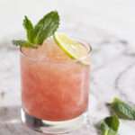 Pink liquid makes up this cocktail, a lighter, brighter, super refreshing version of a mint julep.
