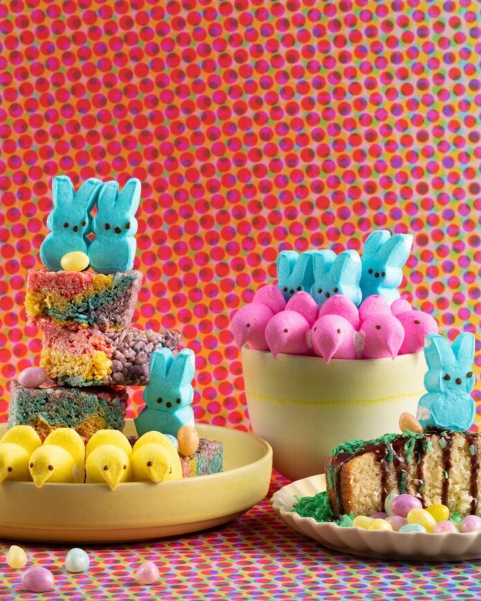 colorful rice crispy treats made with peeps