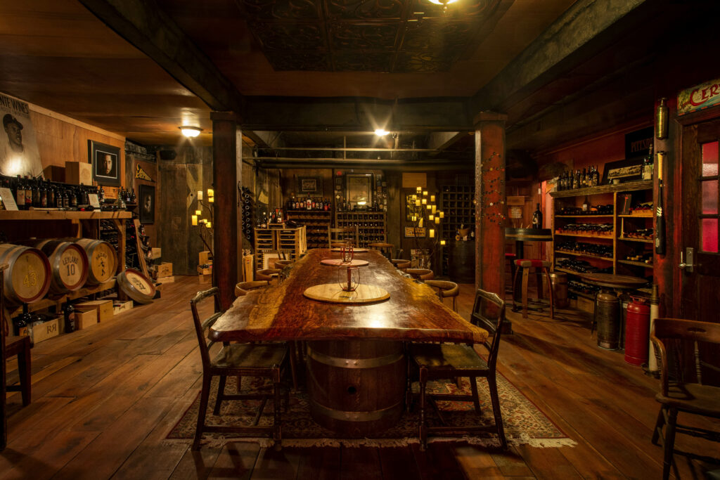 An image of the interior of Engine House 25 wine-tasting room. 