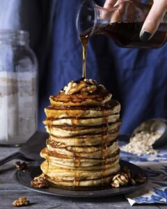 Pancake stack and syrup