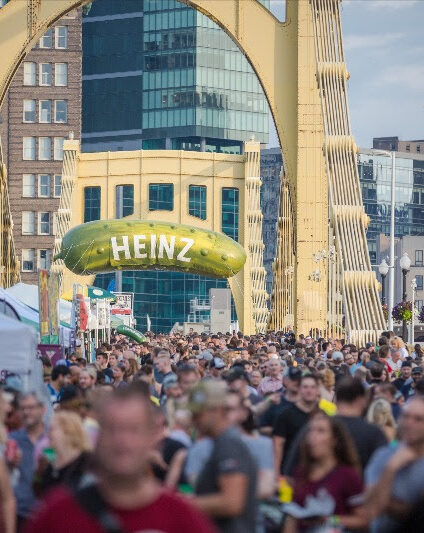 Crowds gather at Picklesburgh, a holiday recommendation by YaJagoffs! Rachael Rennebeck and John Chamberlin
