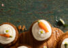 Carrot Miso Cupcakes A flat-lay view of seven carrot miso cupcakes.