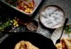 Summer Veggie en Croute A summer veggie en croute, puff pastry filled with chopped vegetables in a cast iron skillet
