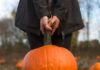 Embrace Autumn with These 15 Pittsburgh Fall Festivals hands on a big pumpkin in front of their legs