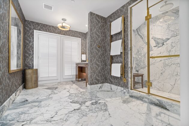 Marble bathroom by Armina Stone in the penthouse suite at Nemacolin.