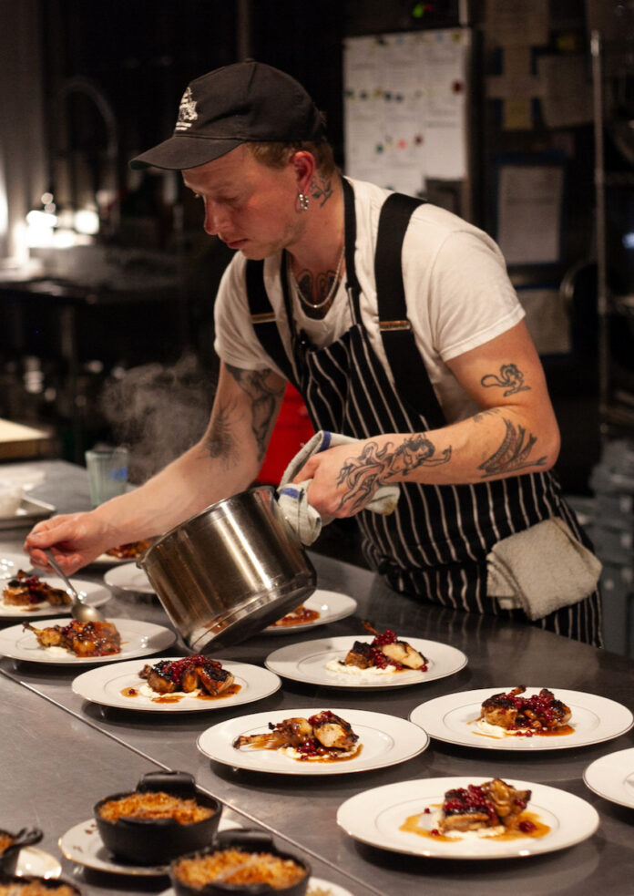 Chef Nik Forsberg in the kitchen at Fet-Fisk