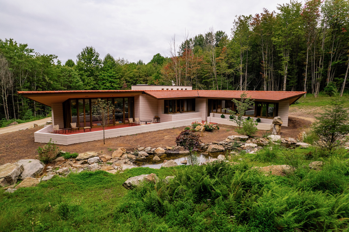 The exterior of Polymath Park, a Frank Lloyd Wright building just outside of Pittsburgh 