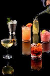 Colorful cocktails on a black background