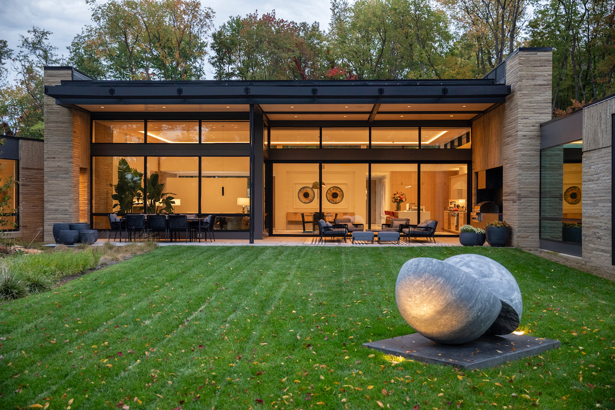 The grassy exterior of a country home