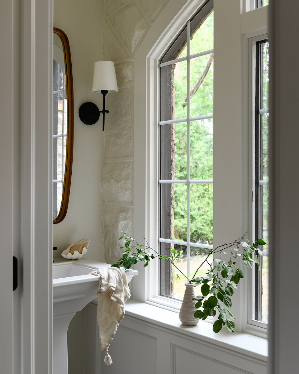 The window of a bathroom in a remodeled McQueen Company home