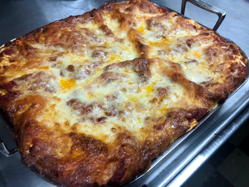 A lasagna in a pan