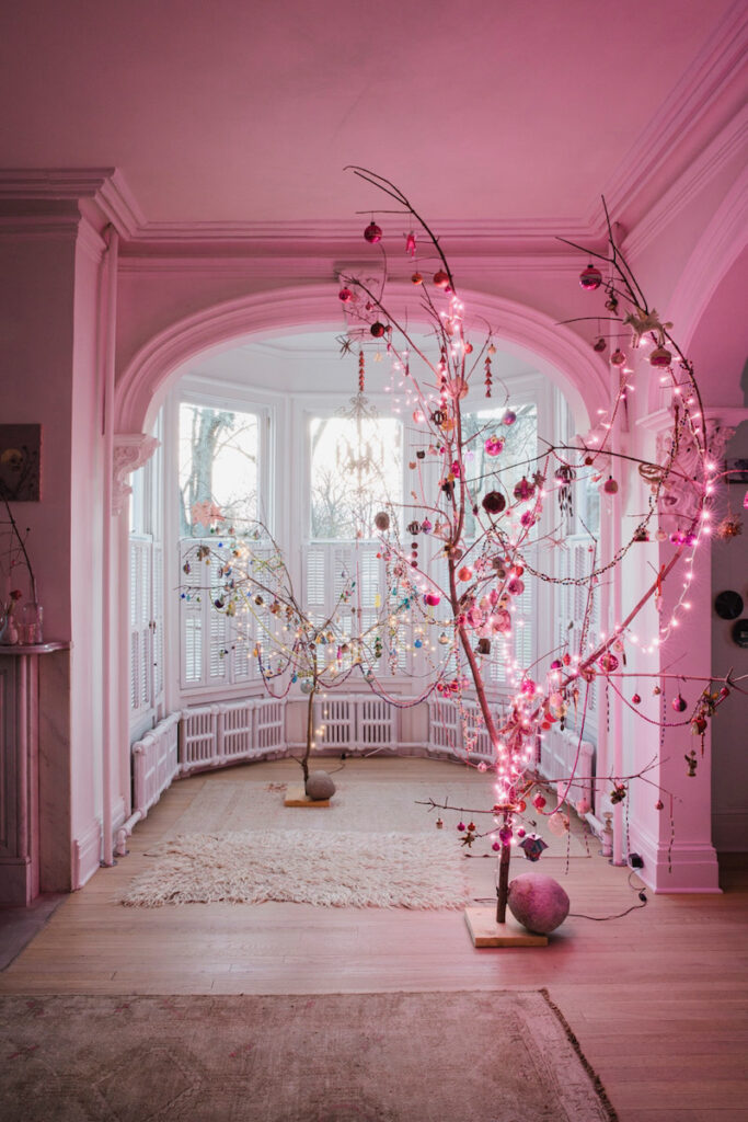 The pink interior of Amy Ilias's home