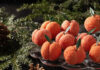 Peach Cookies Peach cookies that look like peaches set on a Christmas background