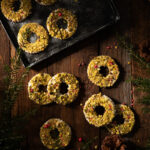 Pistachio cookies on a white background