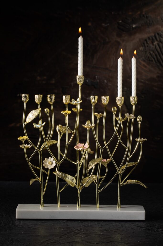 A floral menorah.