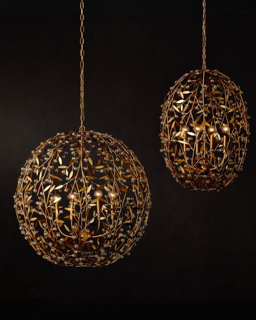 Two intricate circular lamps.
