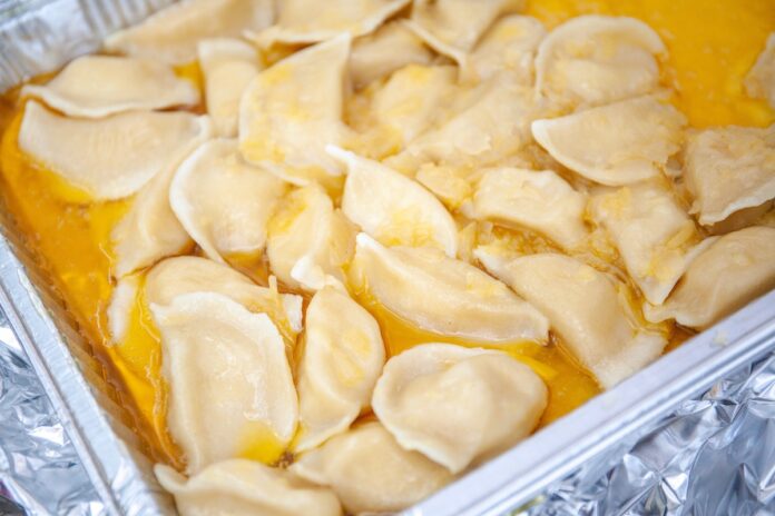 A tray of pierogies at the Pittsburgh Pierogi Festival