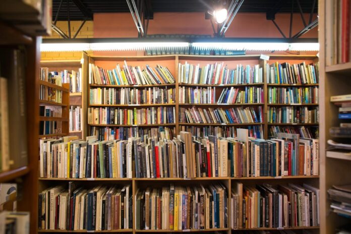 Shelves of books at a used bookstore in Pittsburgh