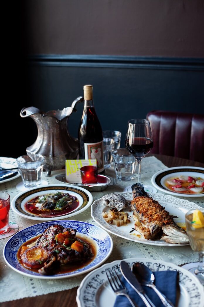 A set of dishes from Fet-Fisk, a great place for a self care solo dining trip in Pittsburgh.