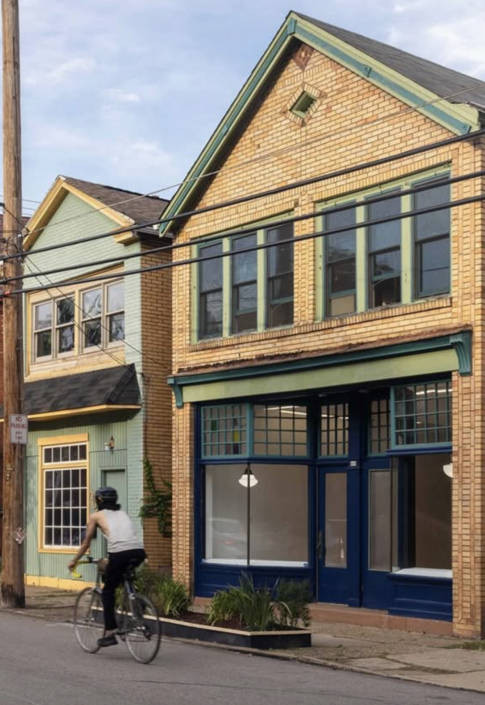 Pitsburgh Galleries The exterior of a storefront in Regent Square, housing the gallery April April.