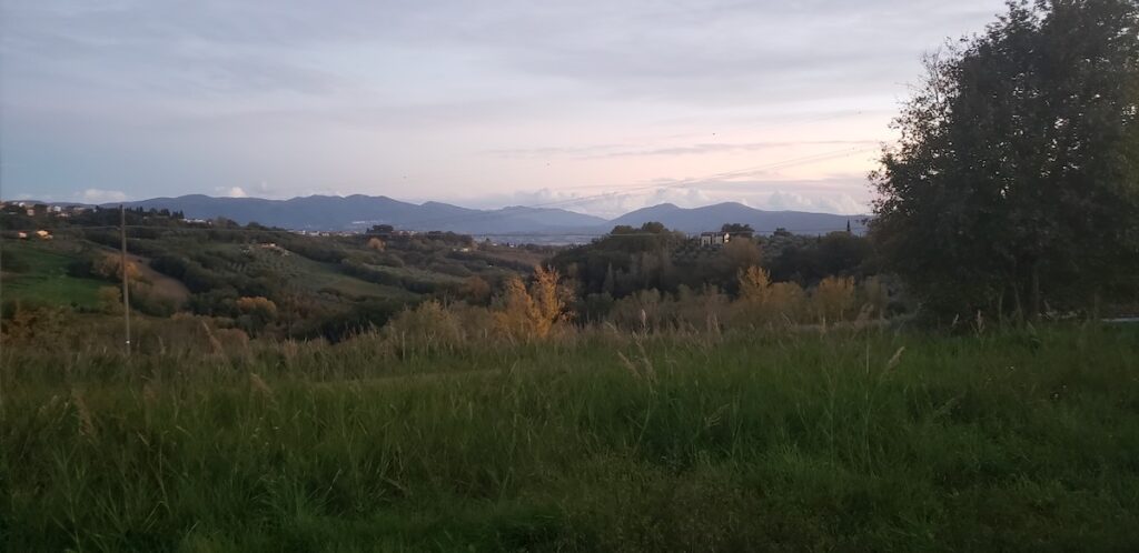 The hills of Umbria on a cloudy day. 