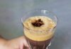 Shakerato Iced Caffè Corretto An iced caffè coretto with a garnish of anise.