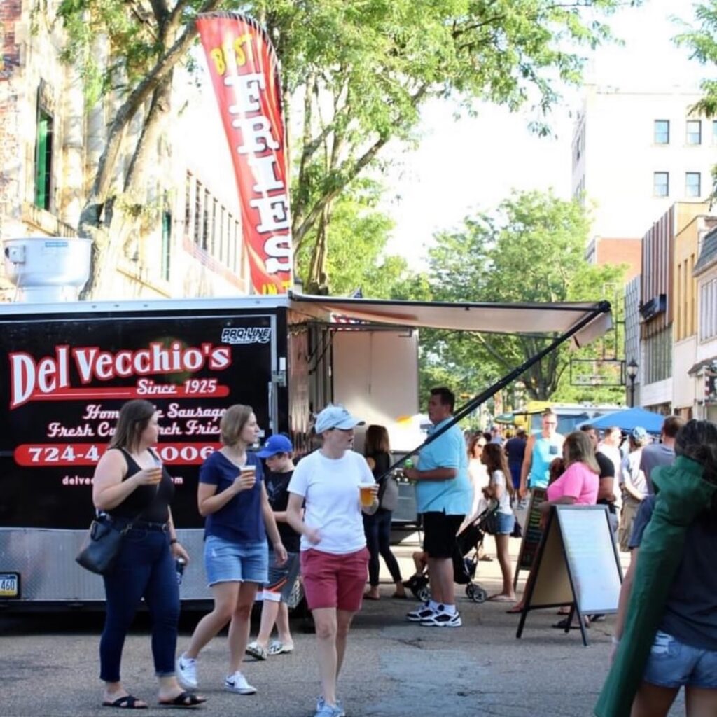 People gather for Fridays on Fifth.