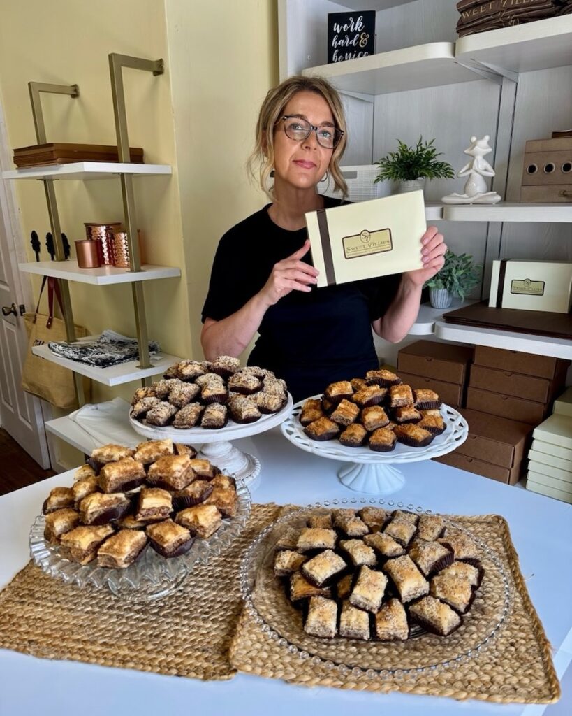 Amy Johnson surrounded by Baklava in Sweet Tillies