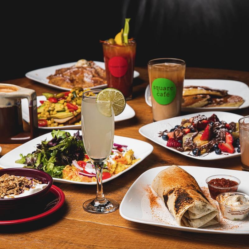 A setup of plates from Square Café