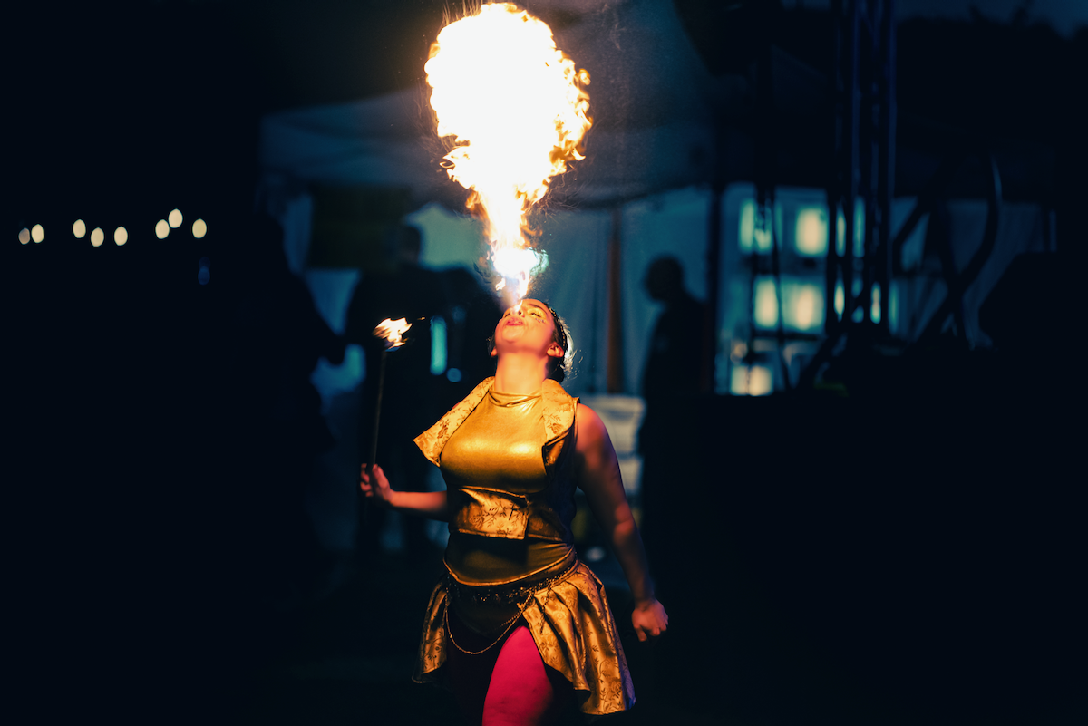 Festival of Combustion lady blowing fire
