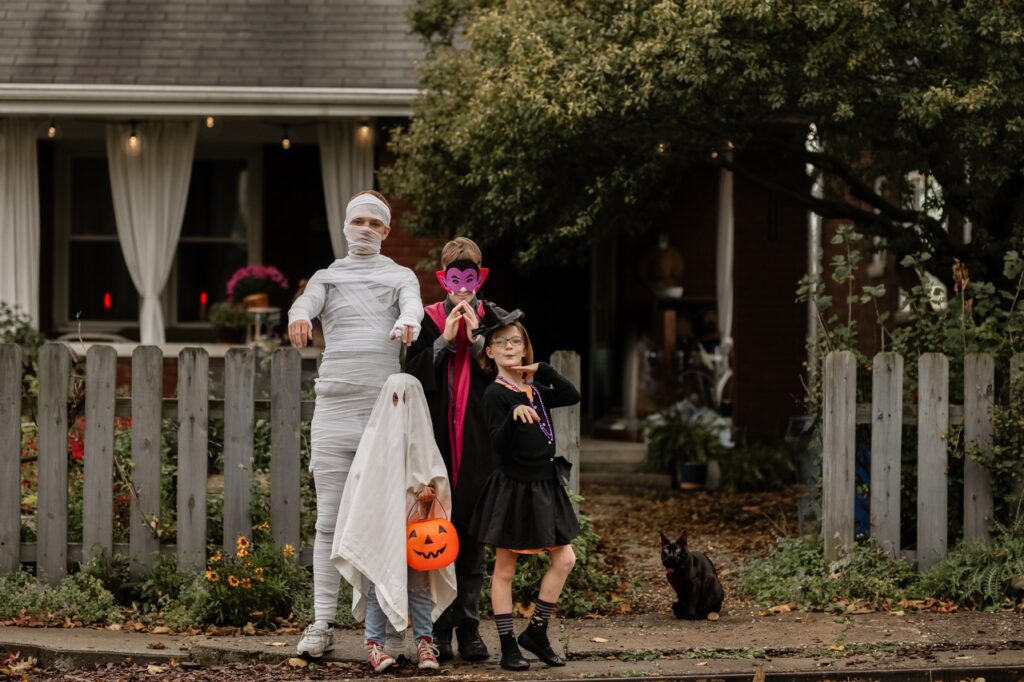 Classic monster costumes like a mummy, vampire, witch, and ghost.