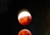 Your Full Moon in Pisces Horoscope: September 2025 Four red moons going through a lunar eclipse in september on top of each other.