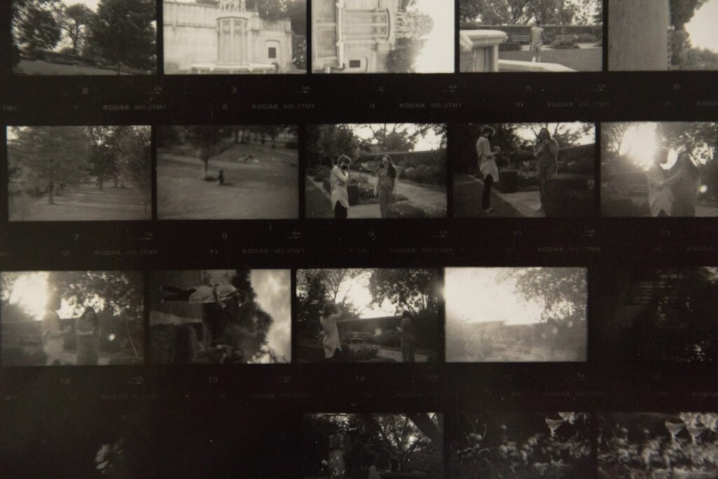 Black and white photographs taken in a darkroom. 