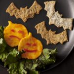 halloween pumpkin and bat chips