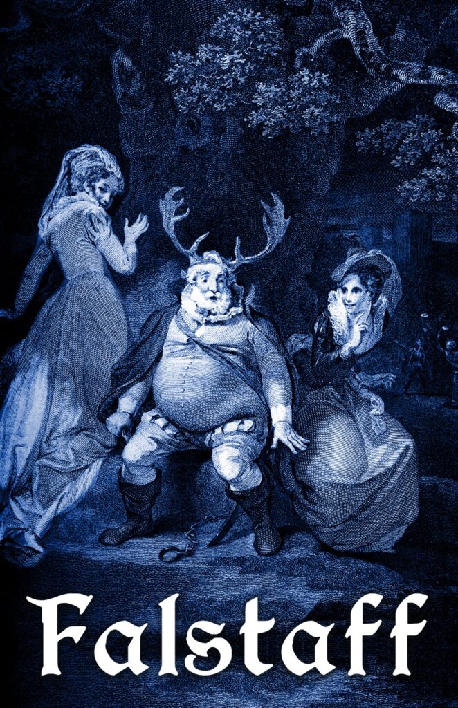 An illustration of a man with deer antlers between two women.