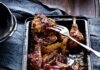 Chicken in Mustard and Appelstroop A pan full of chicken in mustard and applestroop.