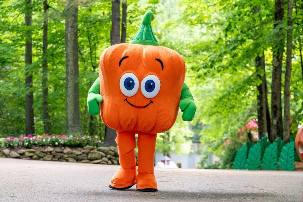 Pumpkin mascot at a family Halloween event in Pittsburgh