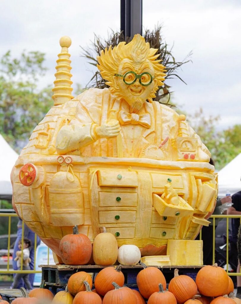 Pittsburgh fall festival: Giant cheese sculpture of a mad scientist.
