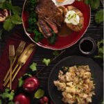 Smoked Bacon and Wild Mushroom Rigatoni and Commonplace Coffee-Crusted Steak and Duck Egg with Baked Potatoes, Kale, and Red-Eye Gravy