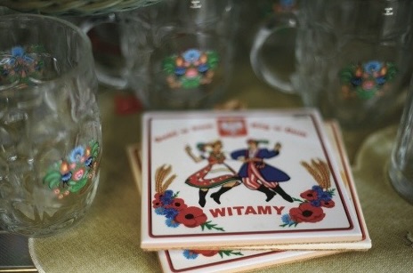 old playing cards and glasses in grocer