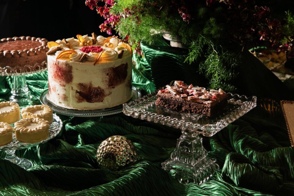 Left: German Christmas Market in a Cake by Nelly Anderko, culinary student at CCAC; Right: Vegan Brownies with Peppermint Icing by Lene Pietrusza, also a CCAC culinary student
