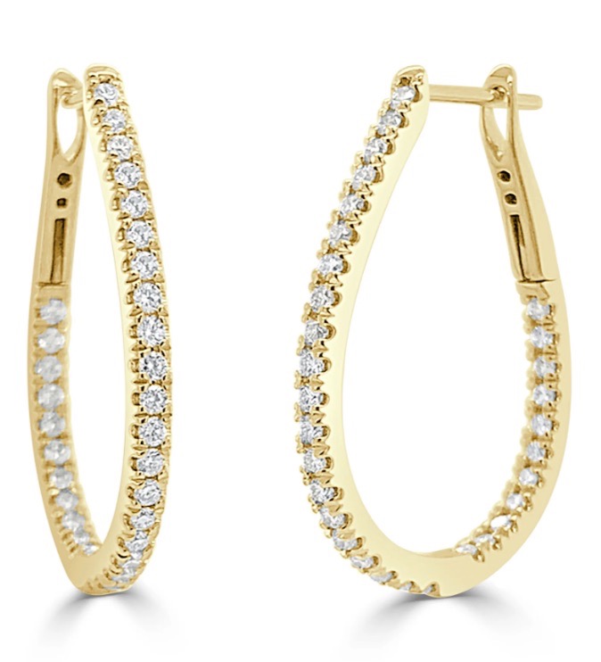 Gold and silver gem hoop earrings.