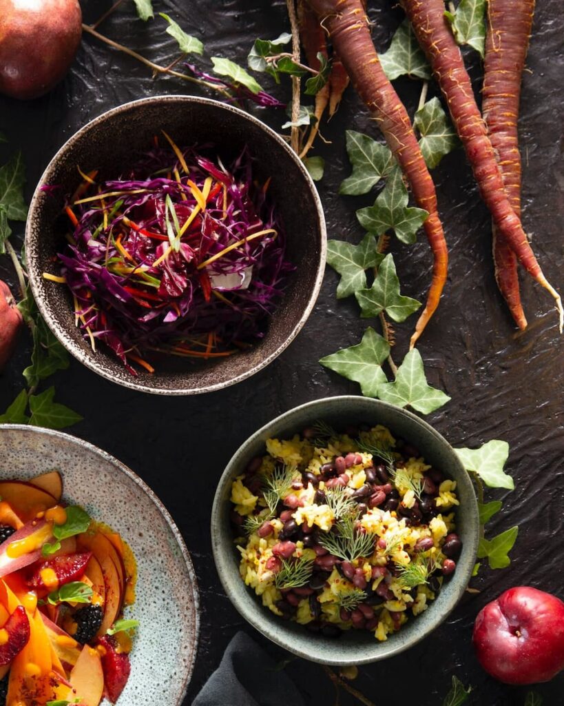 Wintertime Rice and Beans served in a steel bowl