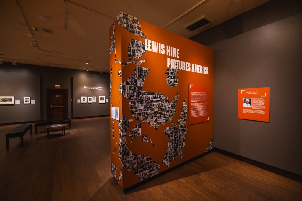 Lewis Hine Pictures America exhibit wall at The Frick Pittsburgh.