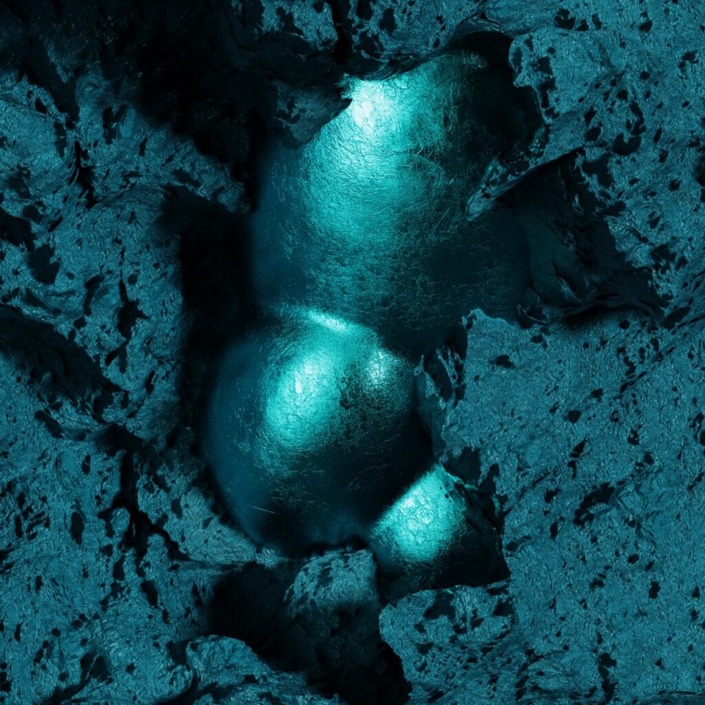 A teal pigment powder.
