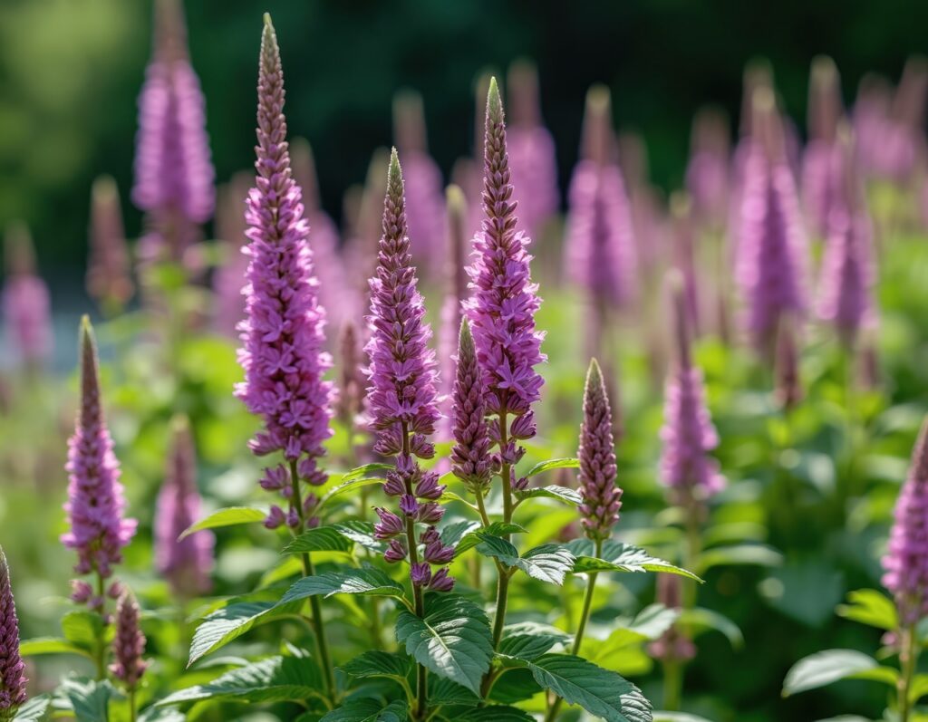 Tall lavender in a field of green.