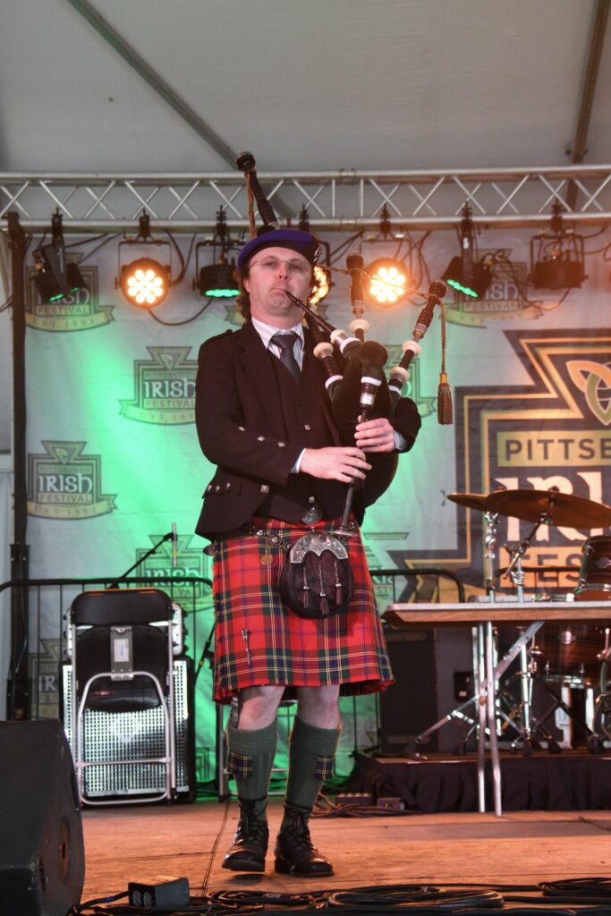 A bagpipes player at Bealtaine Celtic Festival.
