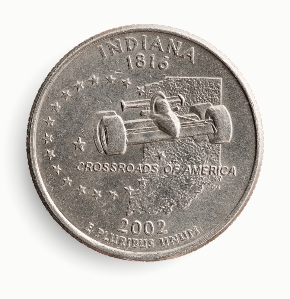 The back of an Indiana Quarter.