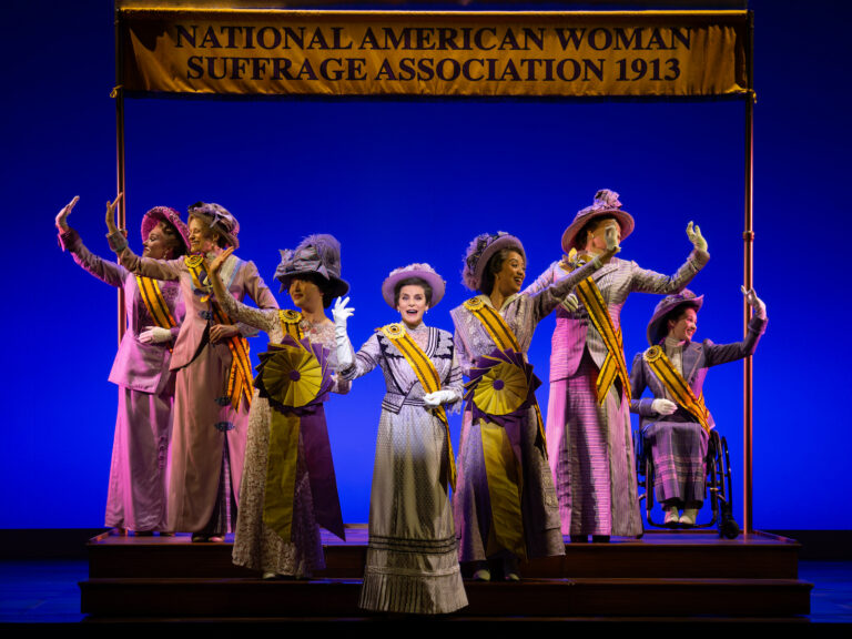 1   Jenn Colella as Carrie Chapman Catt and Suffs Company 768x576